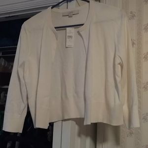 Ann Taylor LOFT white cardigan, 3/4 sleeves